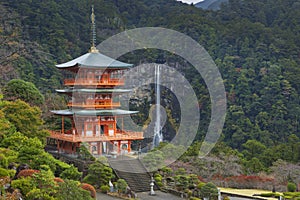 Pagoda and Nachi Falls in the Wakayama Prefecture, Japan